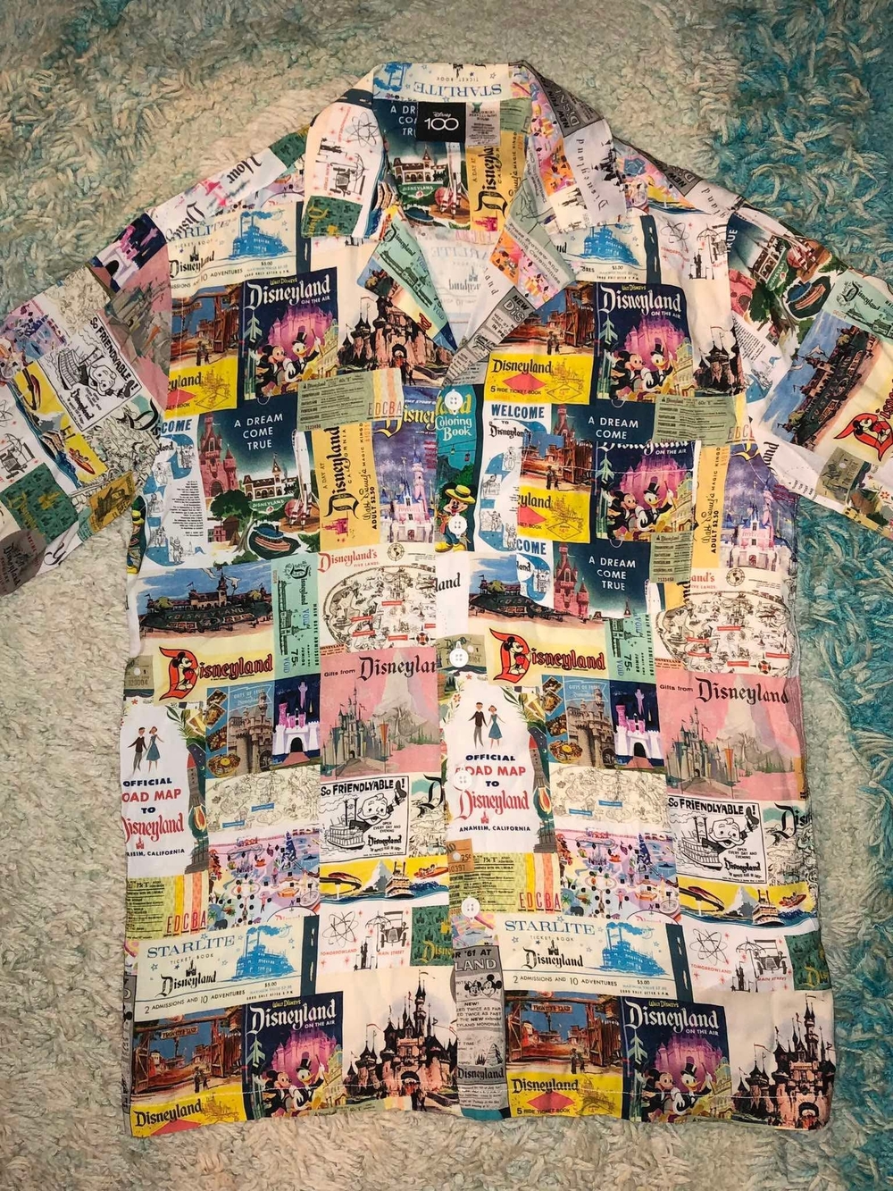 Disney Multicolor Disneyland Poster Collage Short-Sleeve Shirt